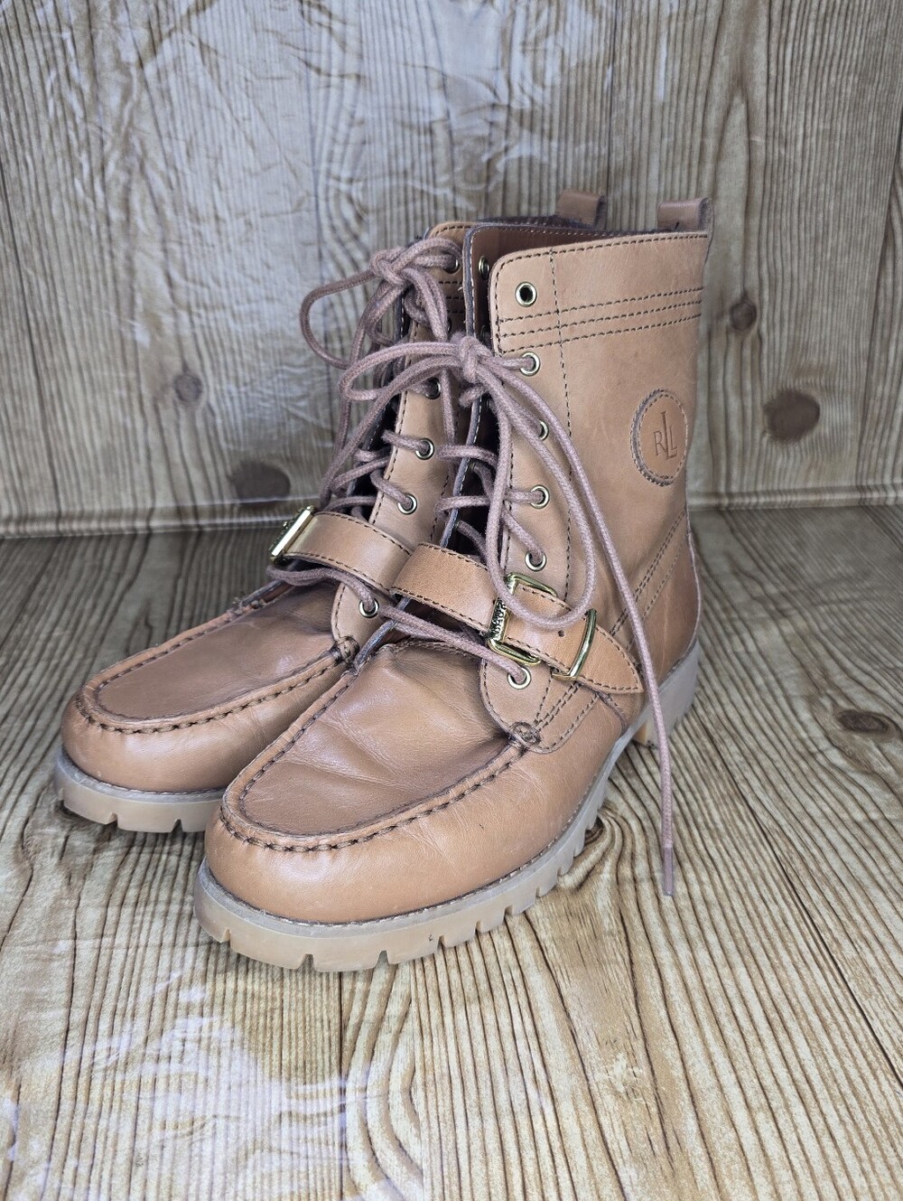 Lauren Ralph Lauren Women's Ranger Lace Up Buckle Boots Size 6.5B‎